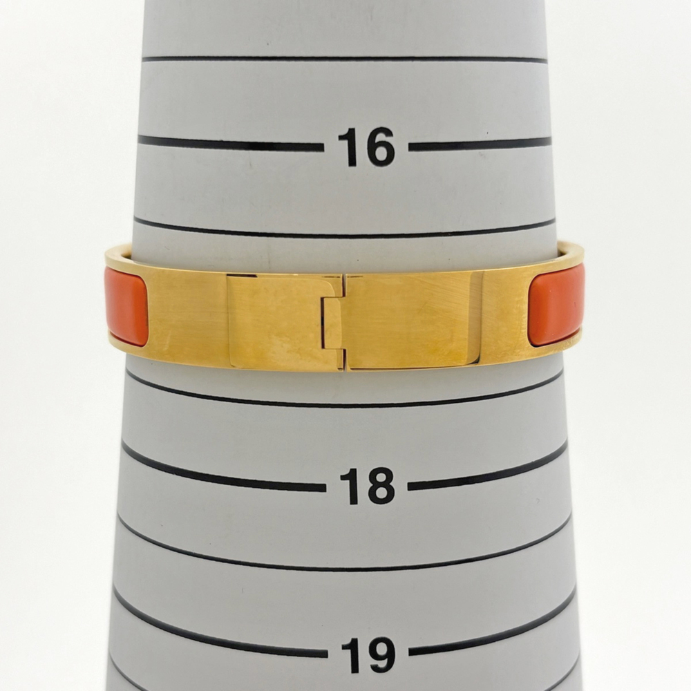 Hermes HERMES Clic H Enamel Bracelet Clack Bangle GP Gold Orange Women's - Picture 5 of 6